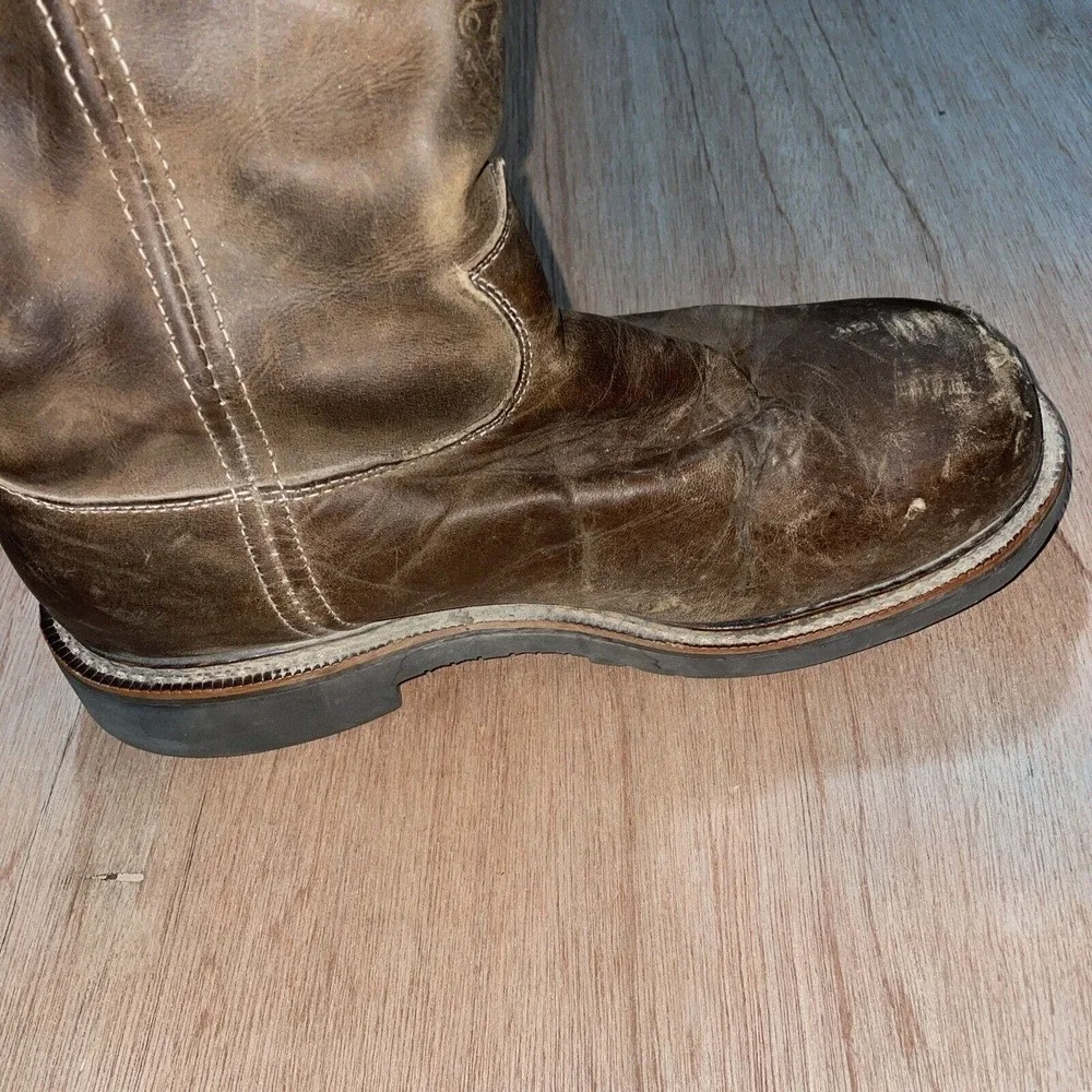 Justin Original‎ 4491 Brown Leather J-Max Slip On Men Work Boots SZ 10 EE